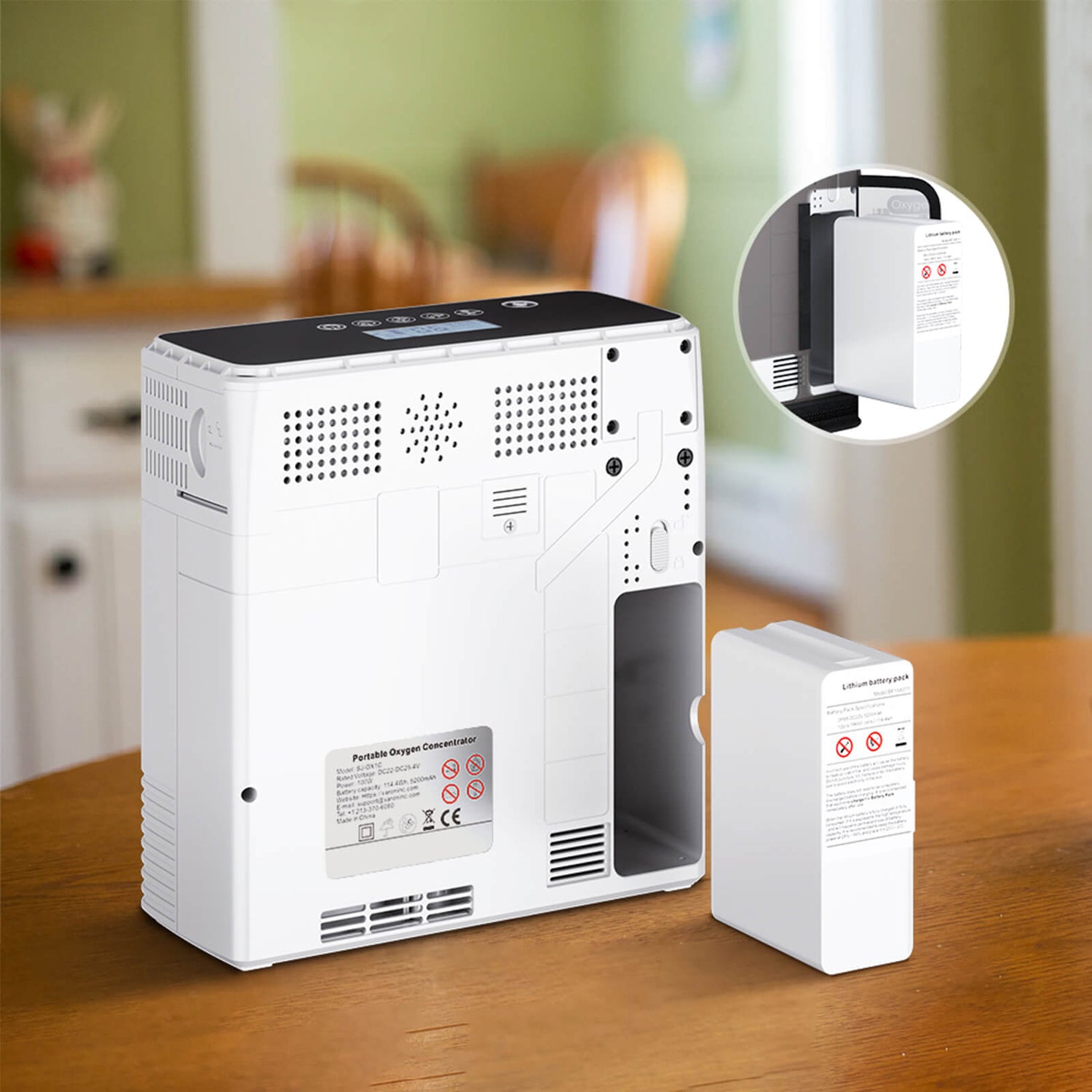 VP-6 24V-Akku für eine lange Laufzeit bei der Sauerstofftherapie mit kontinuierlichem Fluss