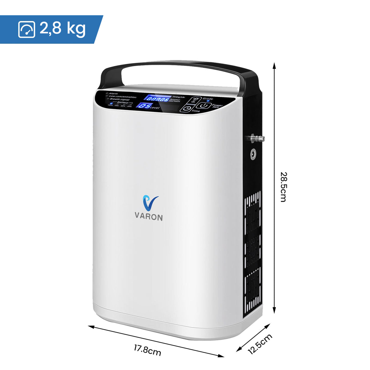 VARON VP-1 Pulse Sauerstoffkonzentrator Mobil mit Akku | 24-Stunden-Betrieb, CE-zertifiziert VARON