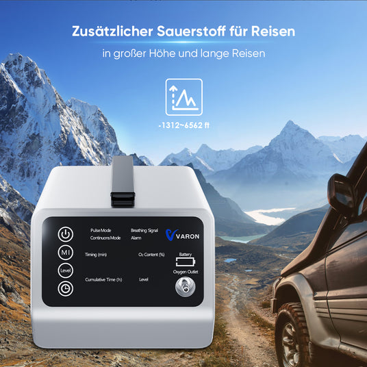 VARON VT-1 Puls- & Kontinuierlicher Sauerstoffkonzentrator | Ideal für Reisen, CE-geprüft VARON