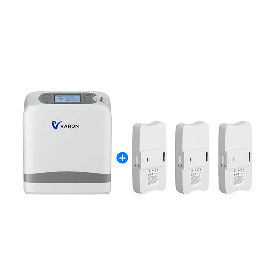 VARON VP-8 Lite Mobiler Sauerstoffkonzentrator Bundle | Bis zu 15 Stunden Laufzeit mit 2 Zusatzakkus VARON