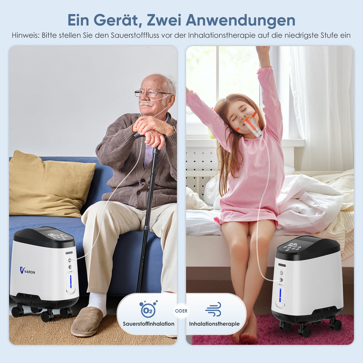 2-in-1 Sauerstoffgerät VH2 PRO – Therapie und Inhalation in einem Gerät für Zuhause.