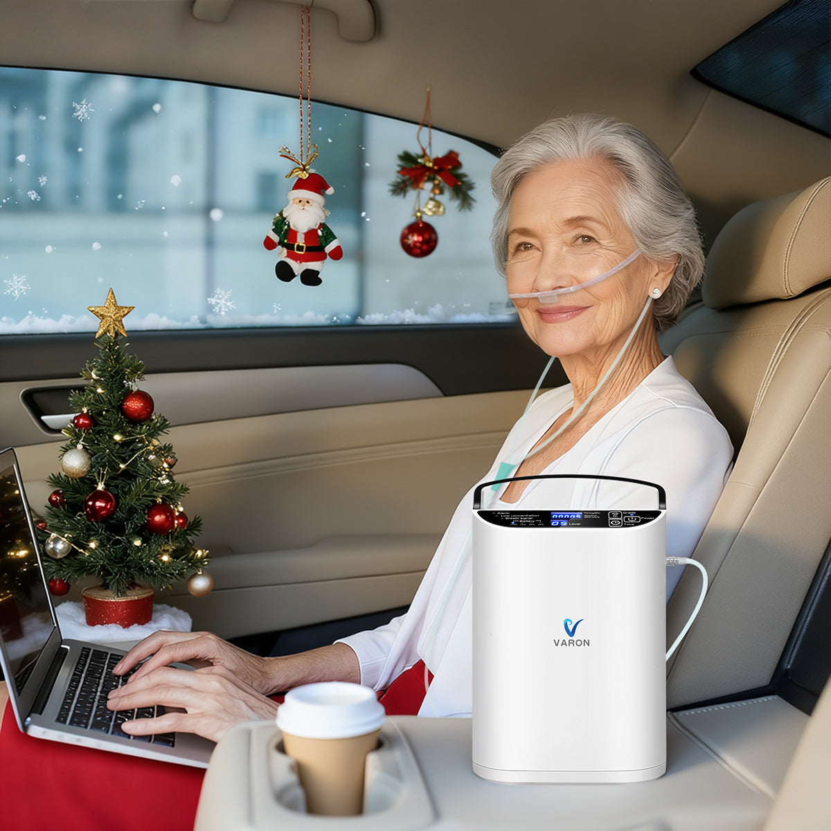 VARON VP-1 Sauerstoffgerät mobil im Auto – flexible Nutzung im Winter