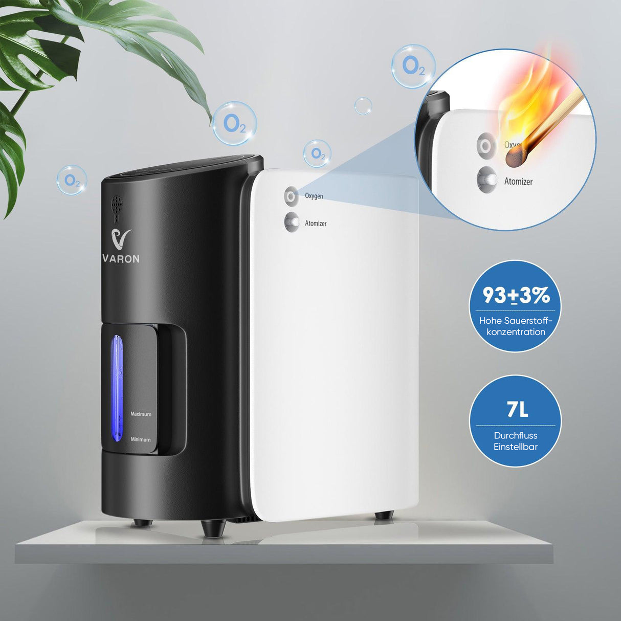 VARON VH-1 Heim-Sauerstoffkonzentrator | 1-7L/min, Vital Senior Health, CE-geprüft VARON