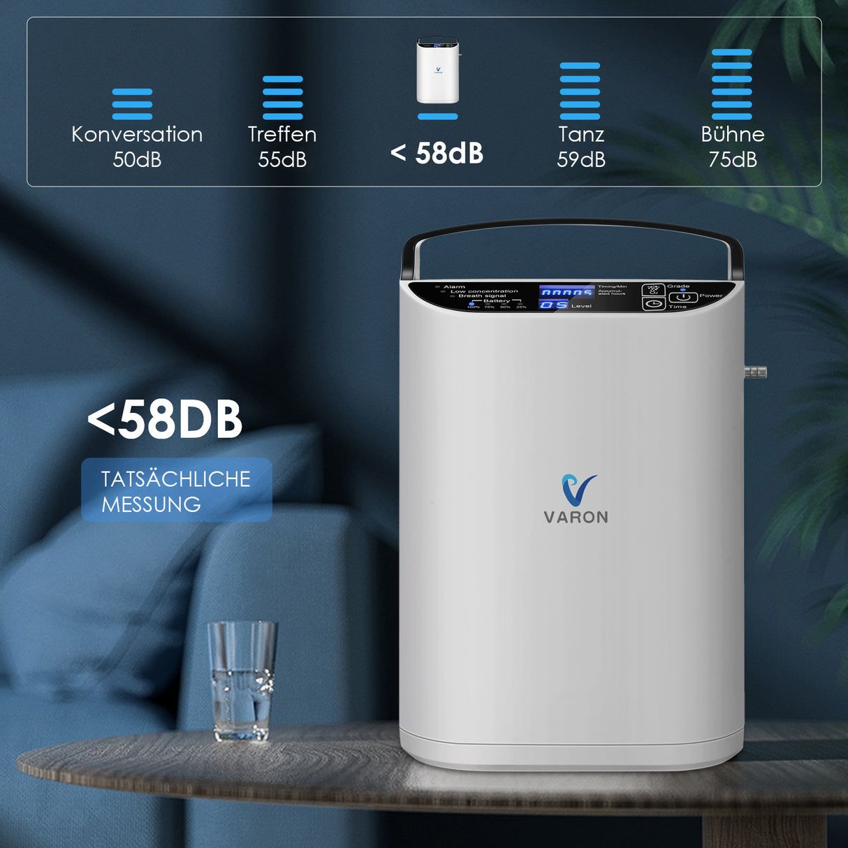 VARON 1-7L VP-1 tragbarer Puls-Sauerstoffkonzentrator mit bis zu 90% Sauerstoffkonzentration