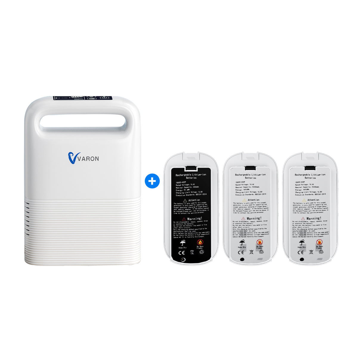 VARON VP-2 Mobiler Sauerstoffkonzentrator Bundle | 8 Stunden Laufzeit mit 2 Zusatzakkus VARON