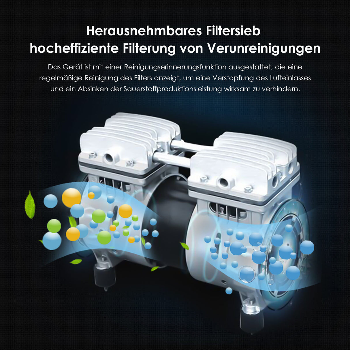 Abnehmbarer Filter des VARON VL-1 – tragbares Sauerstoffgerät für einfache Reinigung