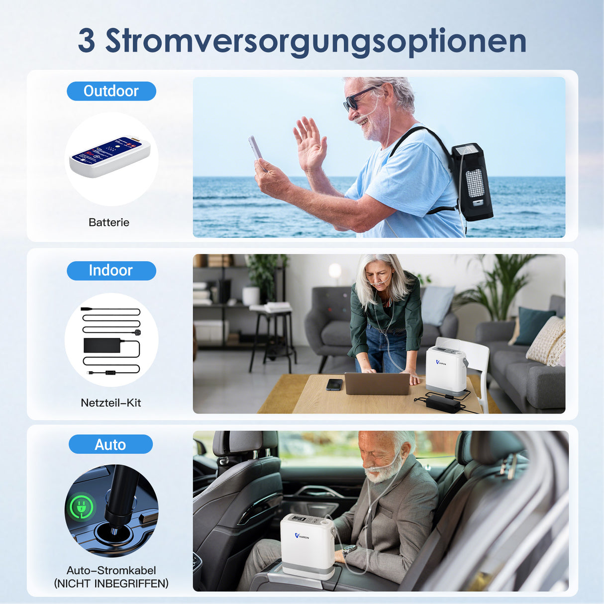 Neues VARON VP-8G | Sauerstoffkonzentrator Mobil mit Pulsfluss-Technologie (1-8 Stufen) VARON