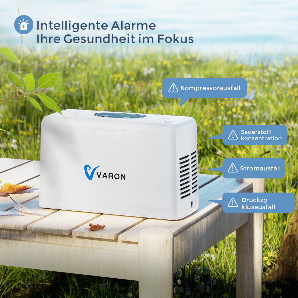 Intelligente Alarmfunktion des VARON VL-2 – mobiles Sauerstoffgerät für sichere Anwendung