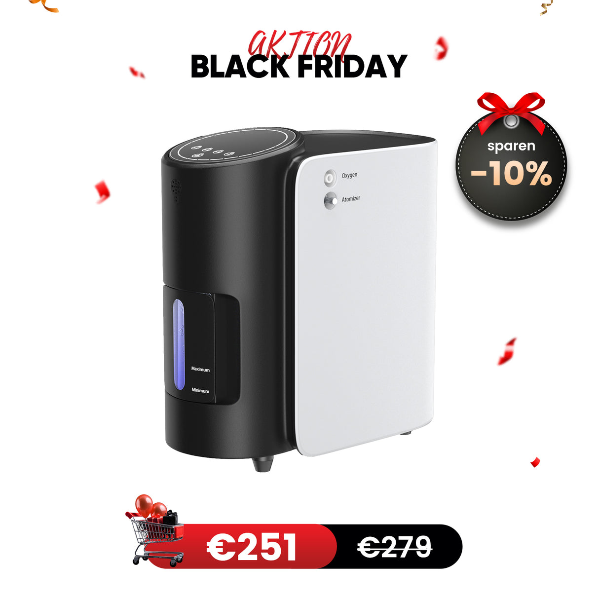 VARON VH-1 Heim-Sauerstoffkonzentrator | 7-Stufen-Regelung, Vitale Gesundheit für Senioren, CE-geprüft VARON