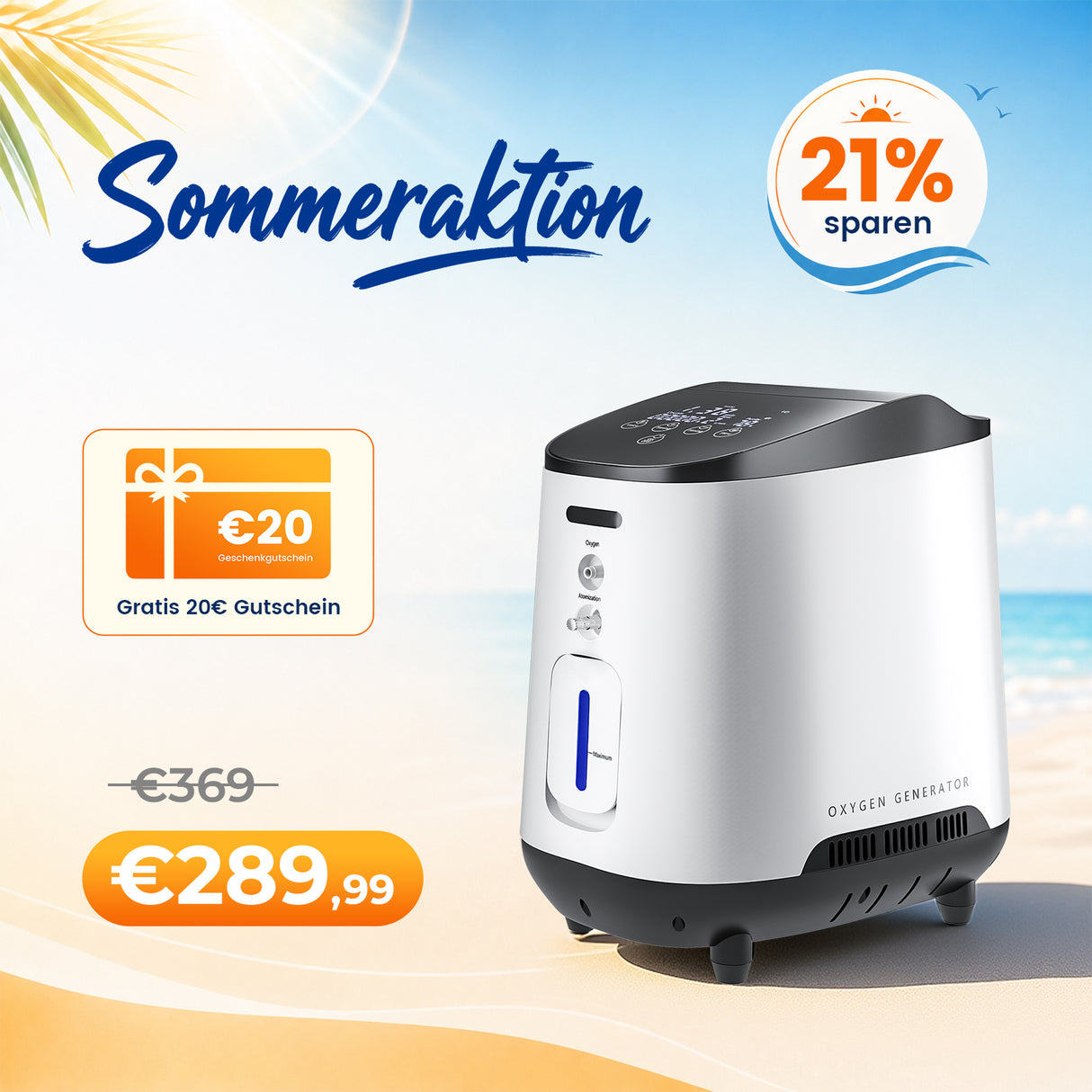 VARON VH-2 Sauerstoffgerät Für Zuhause | Kontinuierlicher Fluss, 24/7 Dauerbetrieb, CE-geprüft VARON