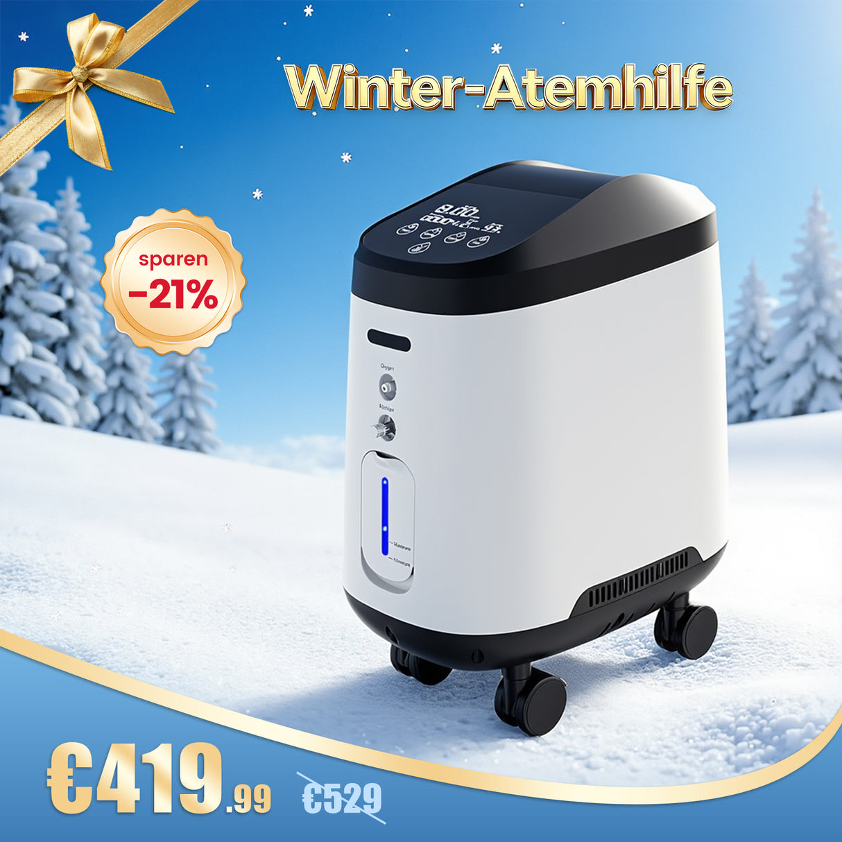 VARON VH-2 PRO Sauerstoffgerät für Zuhause | Kontinuierlicher Fluss, CE-geprüft (1-9 Stufen)