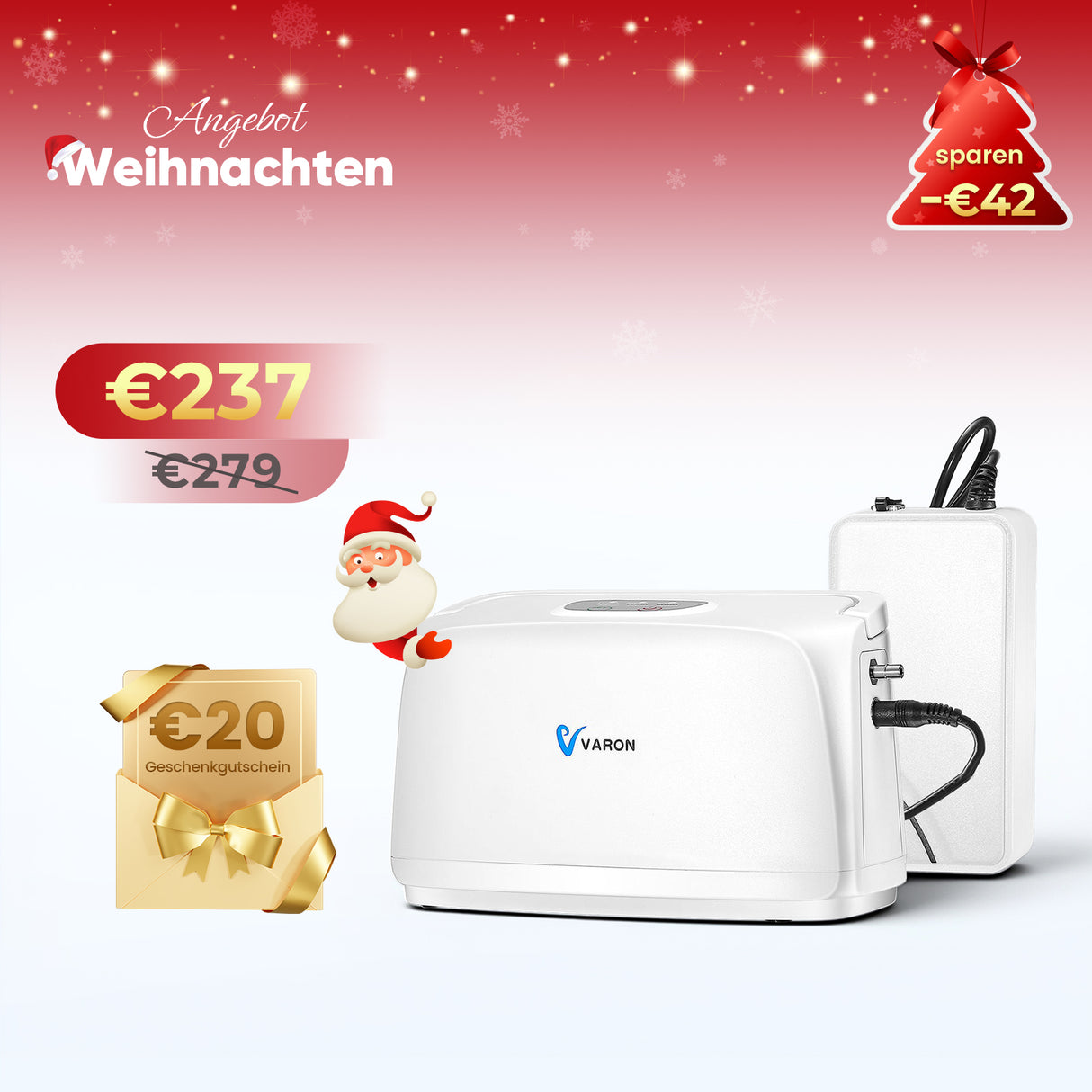 VARON VL-1 Puls-Sauerstoff-Konzentrator mit Akku | Ideal für Mobilität, CE-geprüft VARON