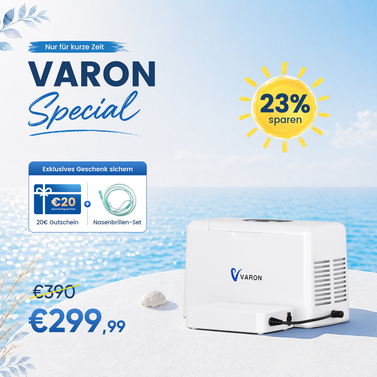 VARON VL-2 Light 3L/min Kontinuierlicher tragbarer Sauerstoff-Konzentrator mit Akku, CE-geprüft VARON