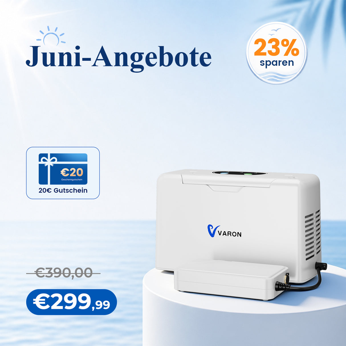 VARON VL-2 Light 3L/min Kontinuierlicher tragbarer Sauerstoff-Konzentrator mit Akku, CE-geprüft VARON