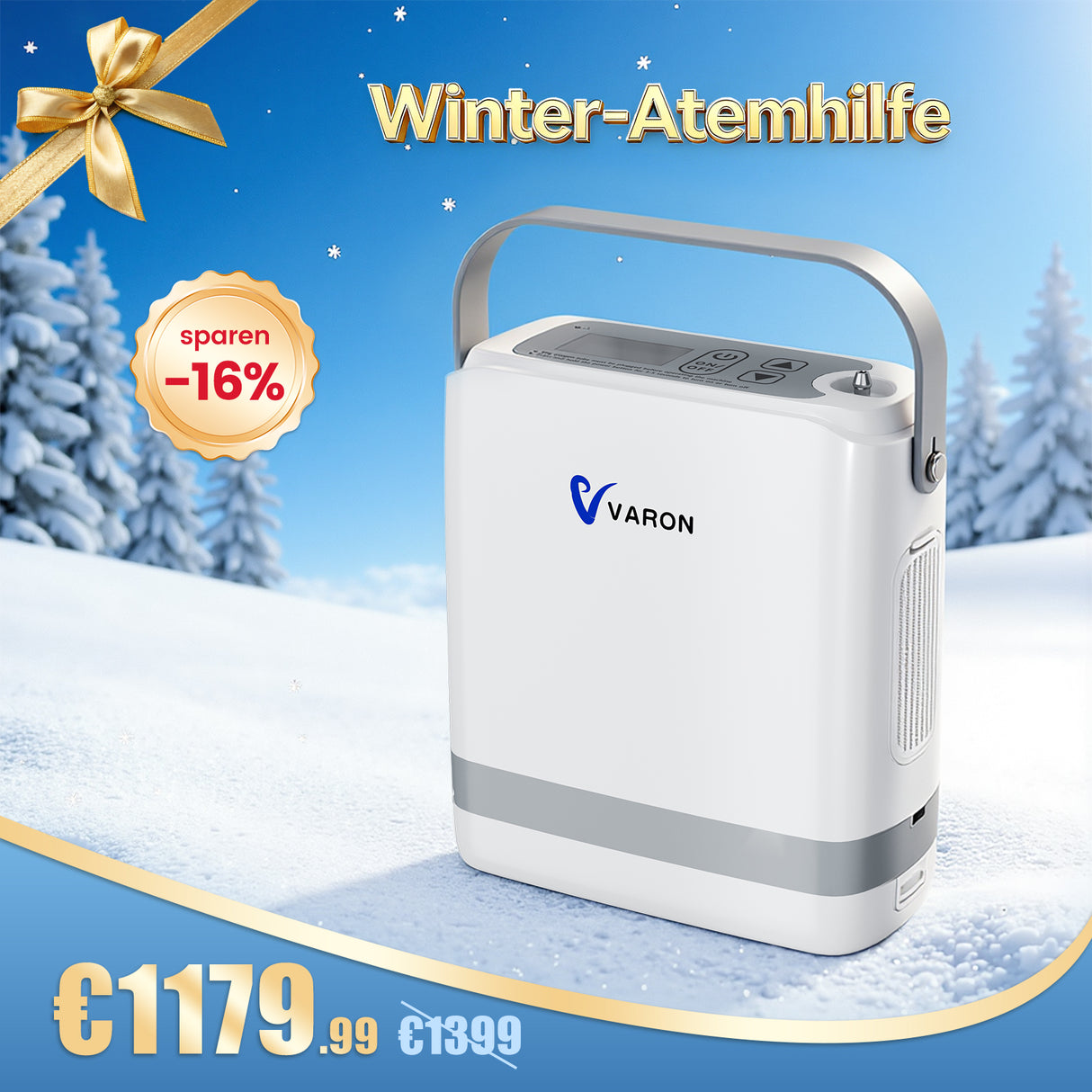 VARON VP-8G | Sauerstoffkonzentrator Mobil mit Pulsfluss-Technologie (1-8 Stufen)