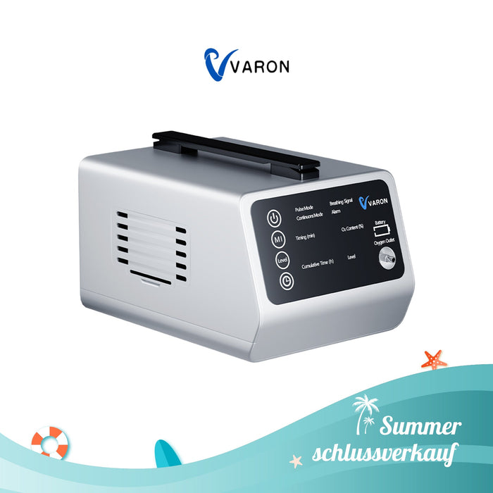 VARON VT-1 Puls- & Kontinuierlicher Sauerstoffkonzentrator | Ideal für Reisen, CE-geprüft VARON