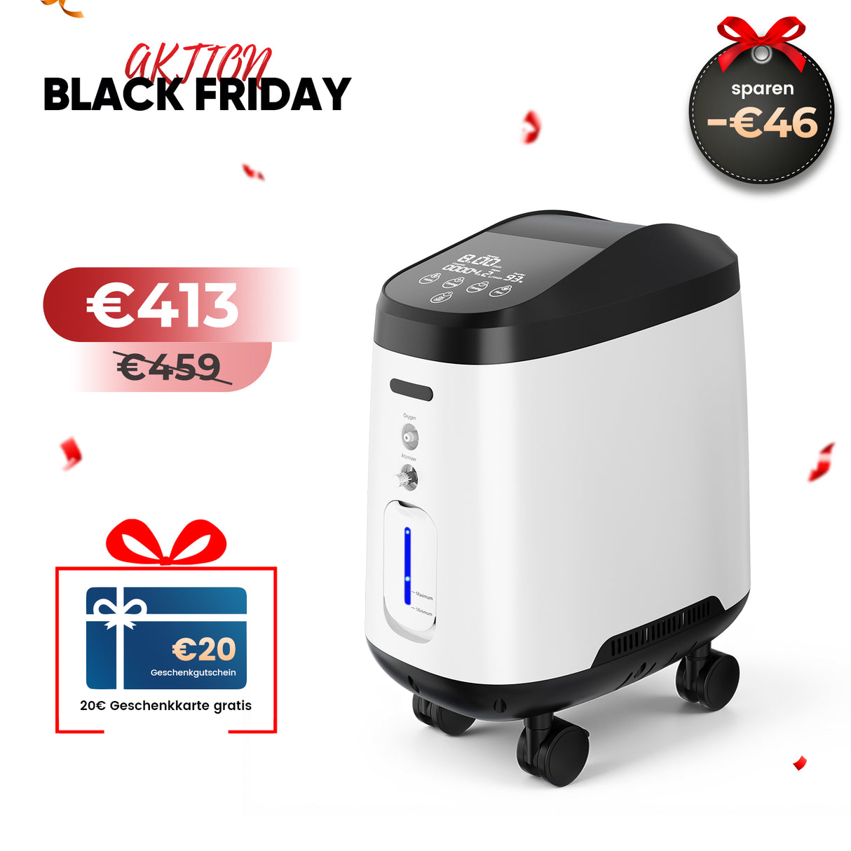 VARON VH-2 Pro Heim-Sauerstoffkonzentrator | 9-Stufen-Regelung, 24 Stunden Betrieb, CE-geprüft VARON