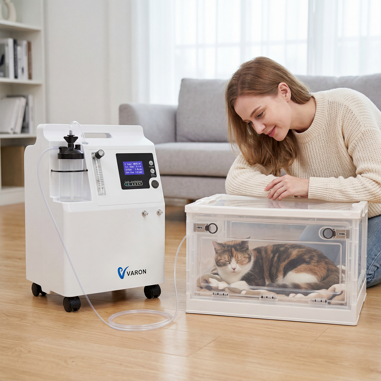 Sauerstoffkonzentrator für Haustiere 1-5L/min, <43dB | Modell Serene 5 | Kompatibel mit VARON Sauerstoffkammer VARON