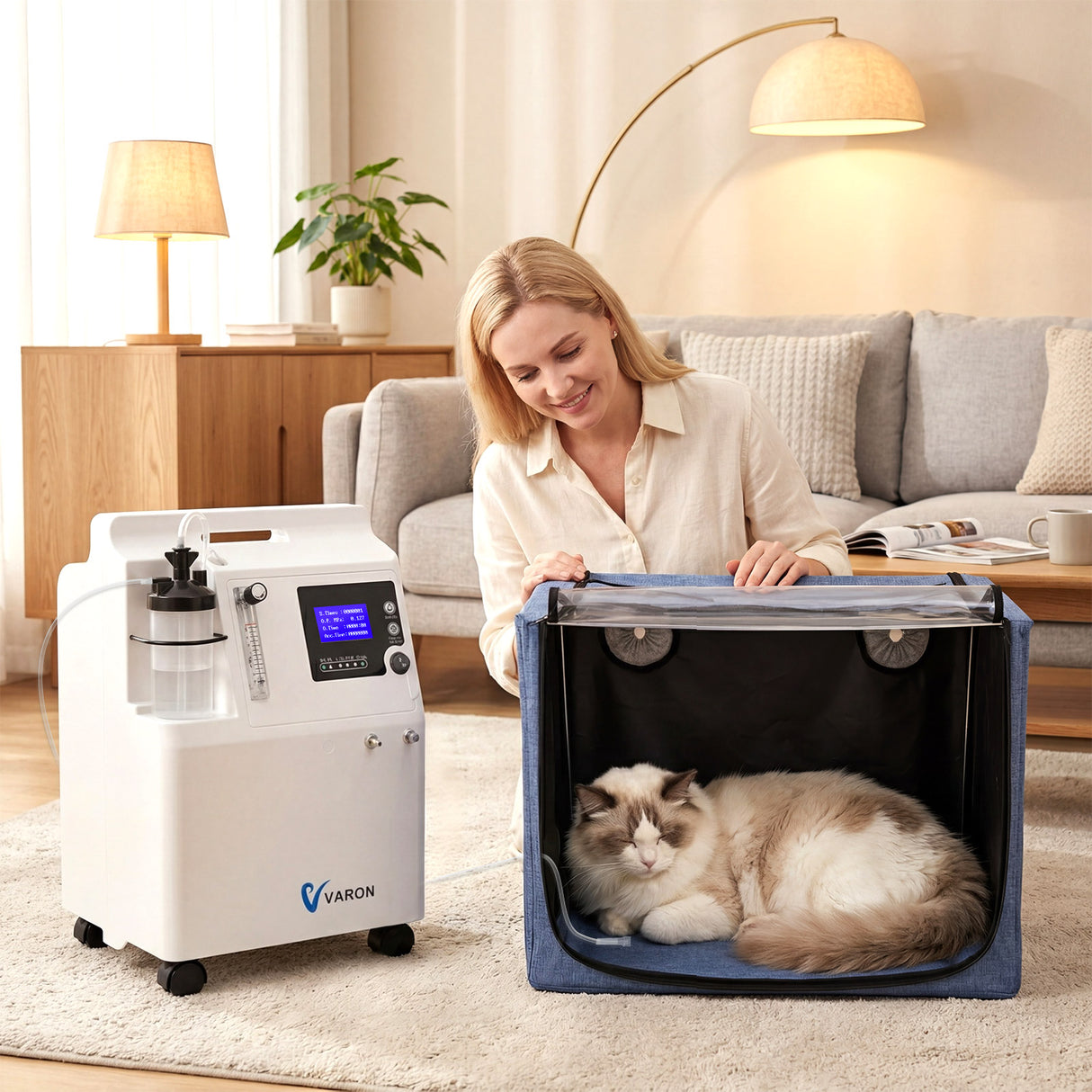 Sauerstoffkonzentrator für Haustiere 1-5L/min, <43dB | Modell Serene 5 | Kompatibel mit VARON Sauerstoffkammer VARON