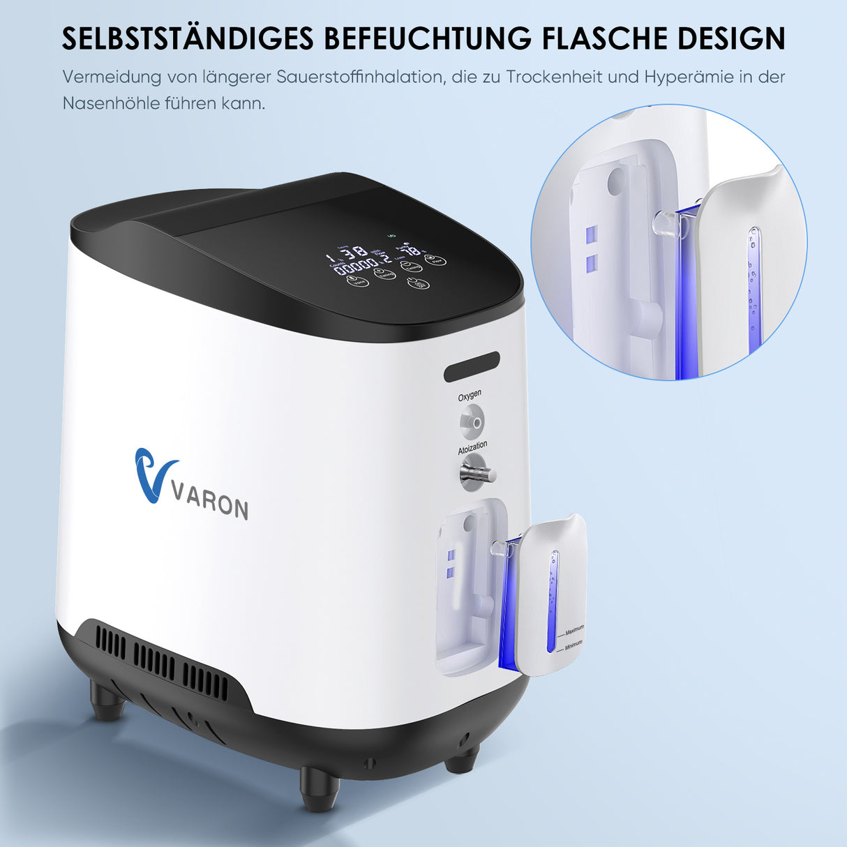 VARON VH-2 kontinuierlicher Sauerstoffkonzentrator für zu Hause, intelligente Steuerung und geräuscharm
