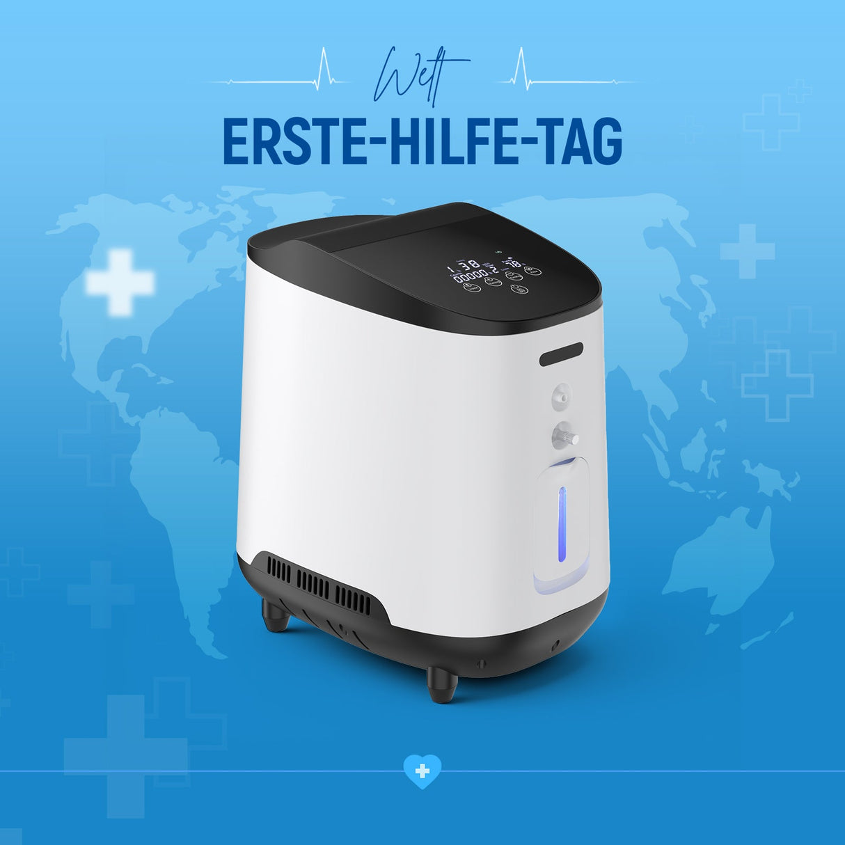 VARON VH-2 Heim-Sauerstoffkonzentrator | 1-7L/min einstellbar, 24 Stunden Betrieb, CE-geprüft VARON
