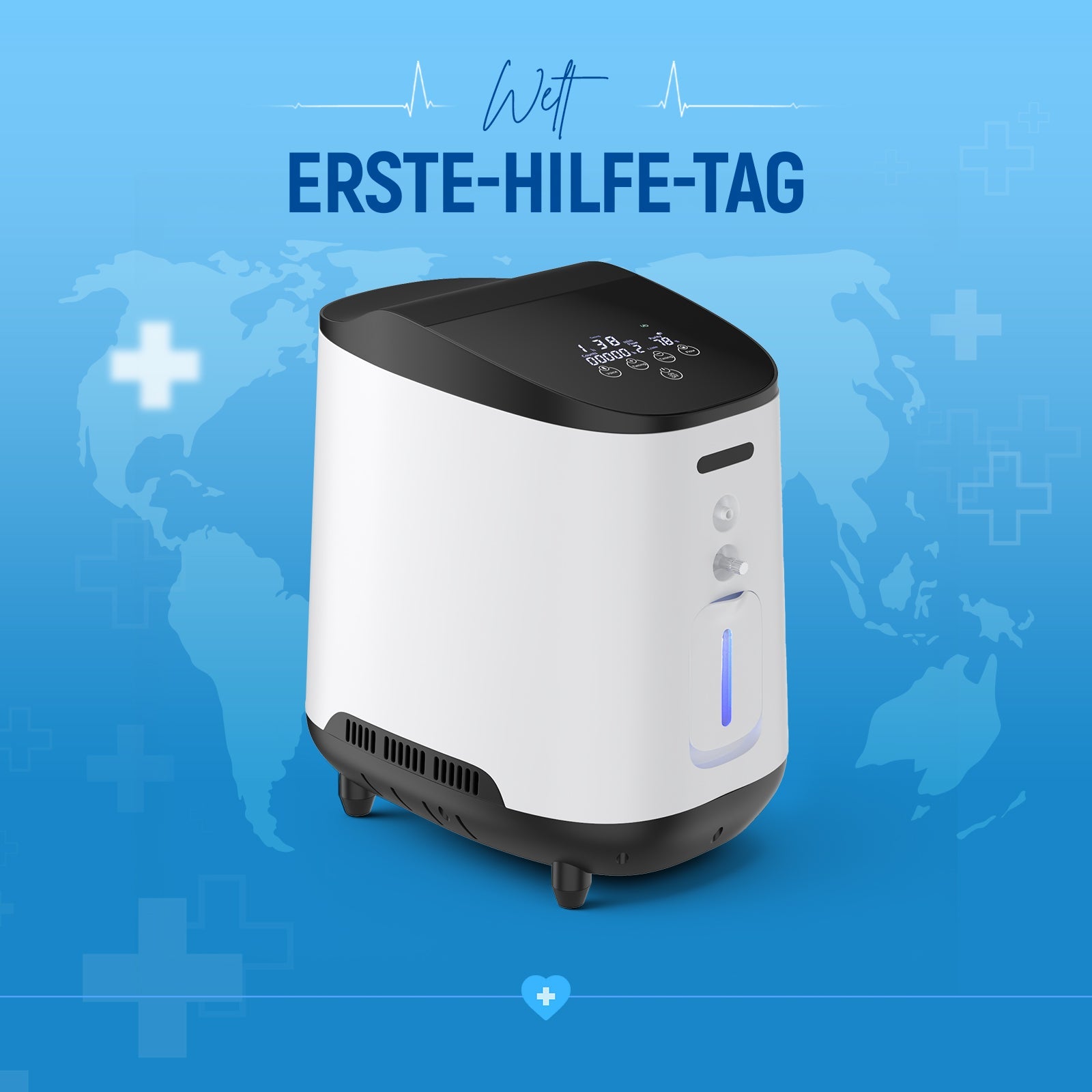 VARON VH-2 Heim-Sauerstoffkonzentrator | 1-7L/min einstellbar, 24 Stunden Betrieb, CE-geprüft VARON