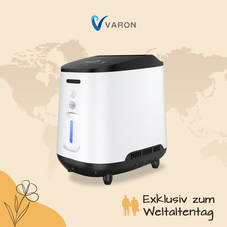 VARON VH-2 Heim-Sauerstoffkonzentrator | 1-7L/min einstellbar, 24 Stunden Betrieb, CE-geprüft VARON