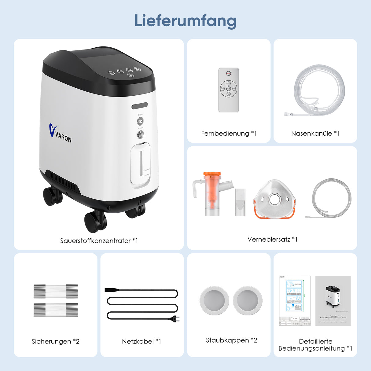 VARON VH-2 Pro Heim-Sauerstoffkonzentrator | 9-Stufen-Regelung, 24 Stunden Betrieb, CE-geprüft (Copy) VARON