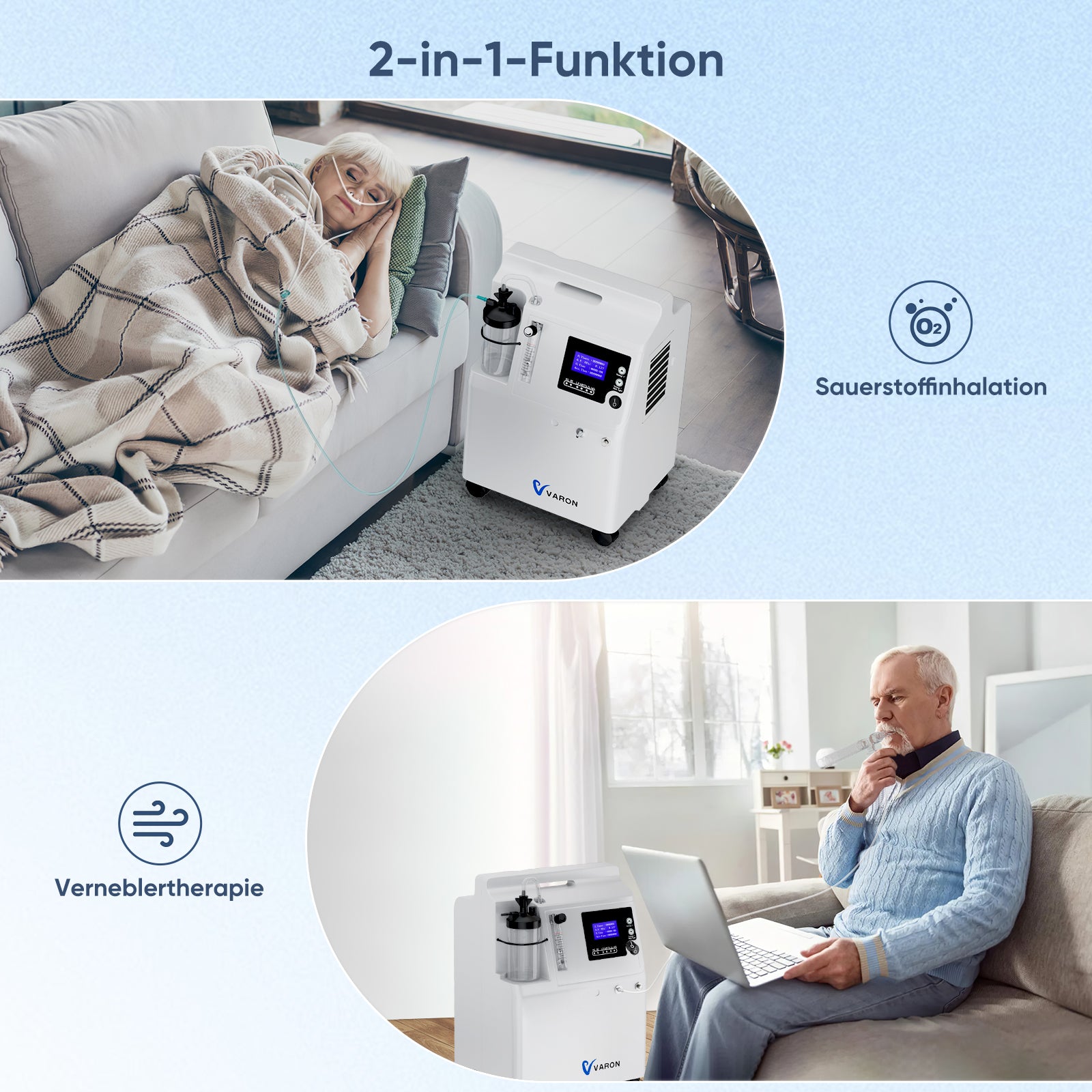VARON Serene 5L Sauerstoff-Konzentrator | CE-Zertifizierung, 72H Betrieb FDA-zugelassen VARON