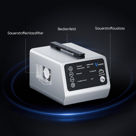 VARON VT-1 Puls- & Kontinuierlicher Sauerstoffkonzentrator | Ideal für Reisen, CE-geprüft VARON