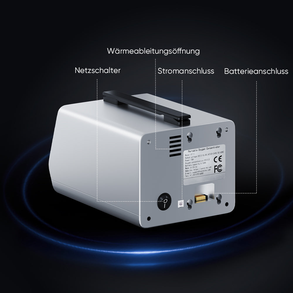 VARON VT-1 Puls- & Kontinuierlicher Sauerstoffkonzentrator | Ideal für Reisen, CE-geprüft VARON