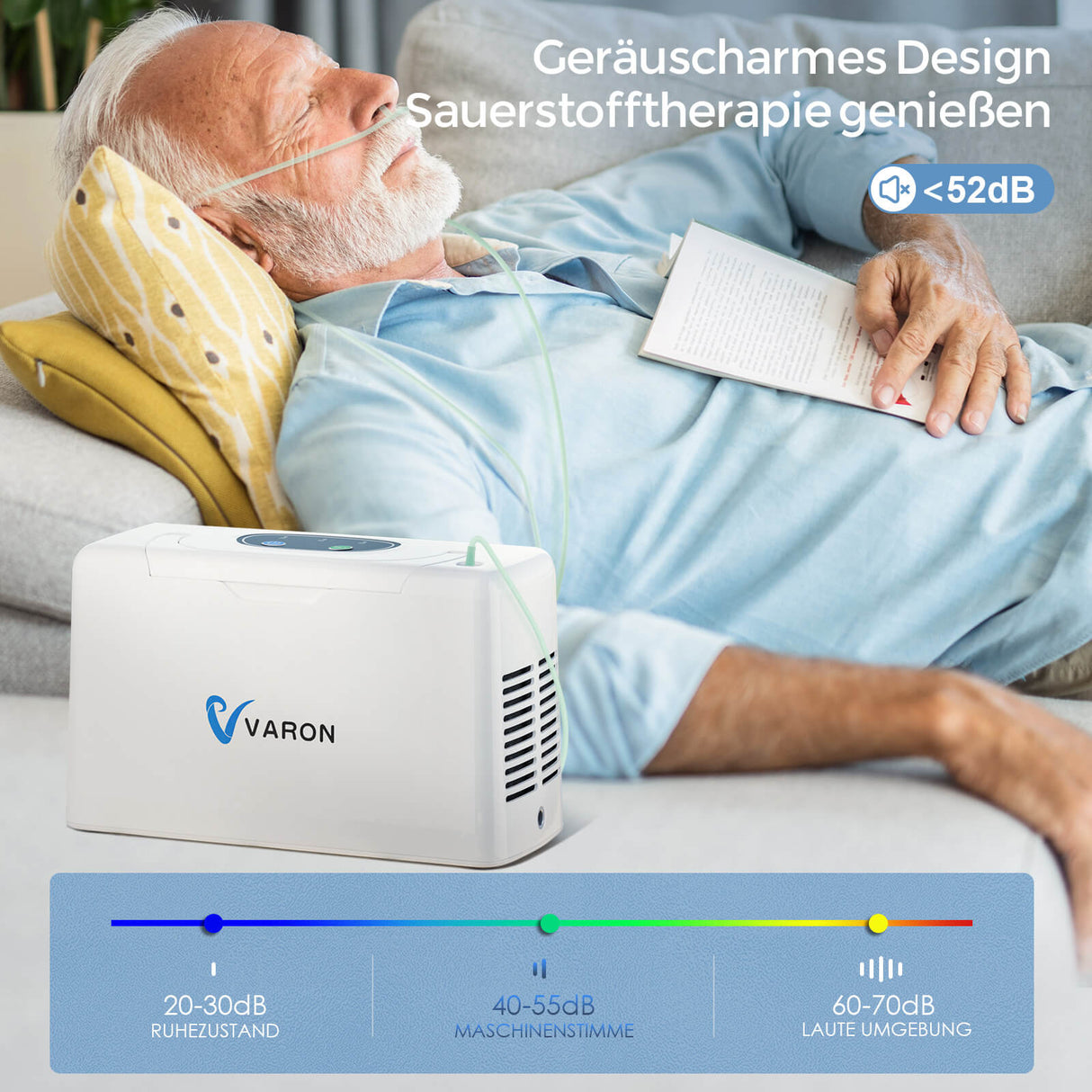 VARON VL-2 tragbarer kontinuierlicher Sauerstoffkonzentrator, leise und zuverlässig