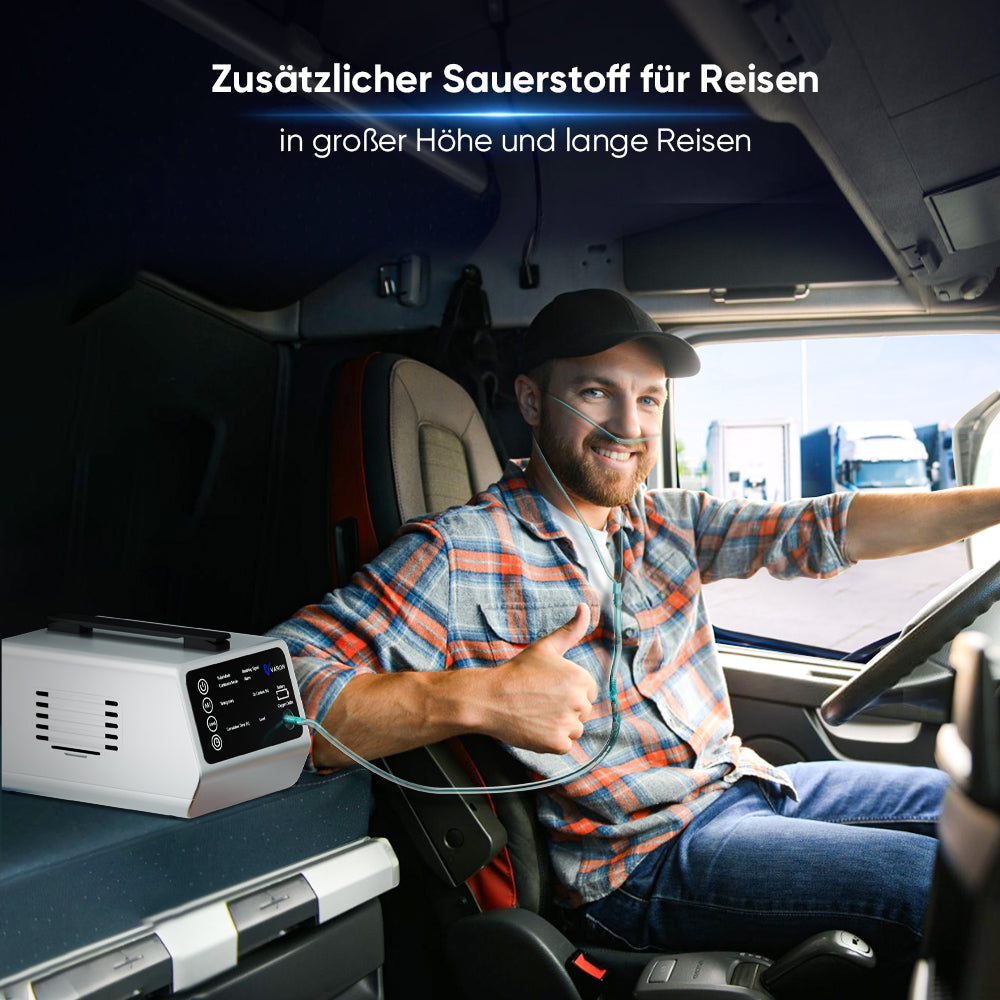 VARON VT-1 Puls- & Kontinuierlicher Sauerstoffkonzentrator | Ideal für Reisen, CE-geprüft VARON