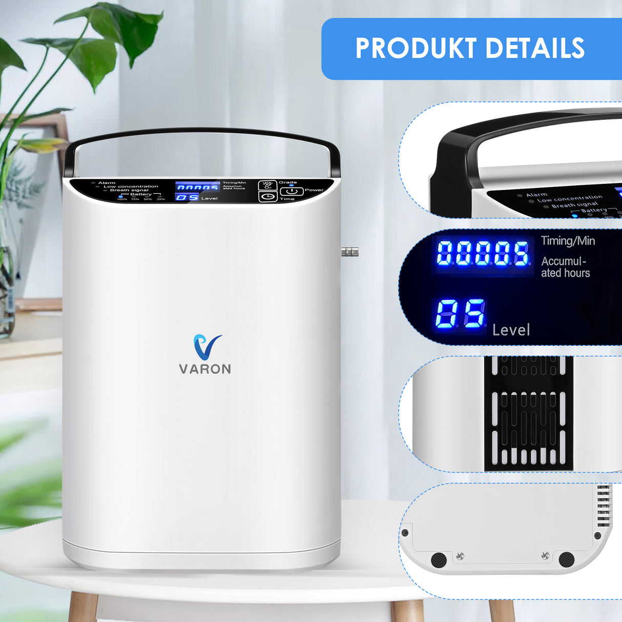 VARON VP-1 tragbarer Puls-Sauerstoffkonzentrator, leicht und reisefreundlich