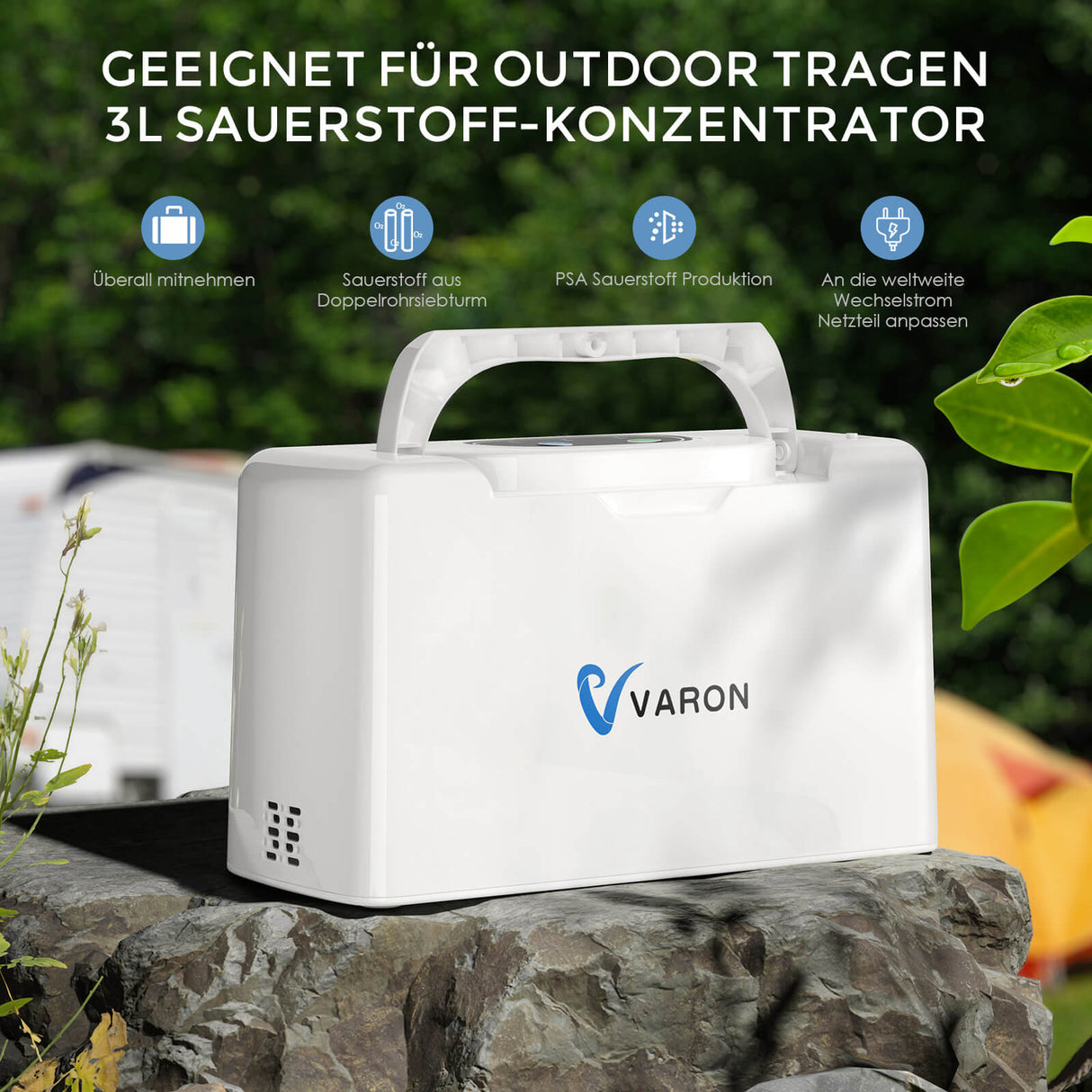 VARON VL-2 tragbarer Puls-Sauerstoffkonzentrator, leise und reisetauglich