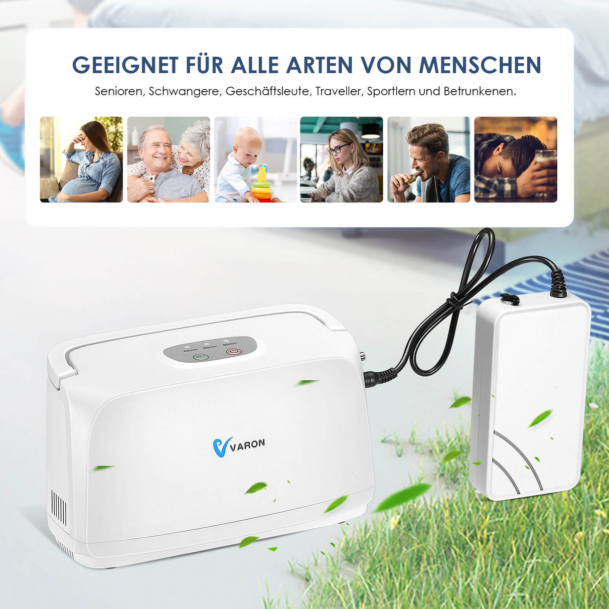 VARON VL-1 tragbarer Puls-Sauerstoffkonzentrator, ultraleicht und kompakt