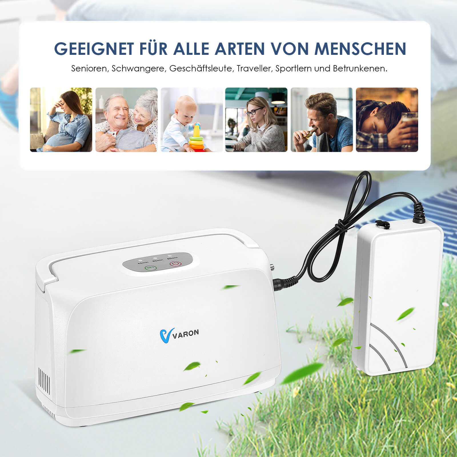 VARON VL-1 tragbarer Puls-Sauerstoffkonzentrator, ultraleicht und kompakt
