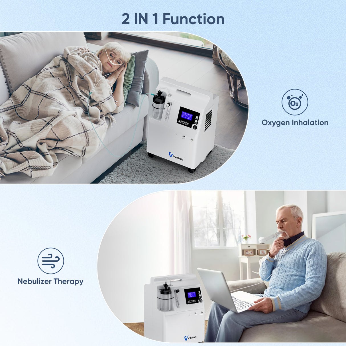  VARON Serene 5 Sauerstoffkonzentrator für zu Hause, Doppelnutzung für Sauerstofftherapie