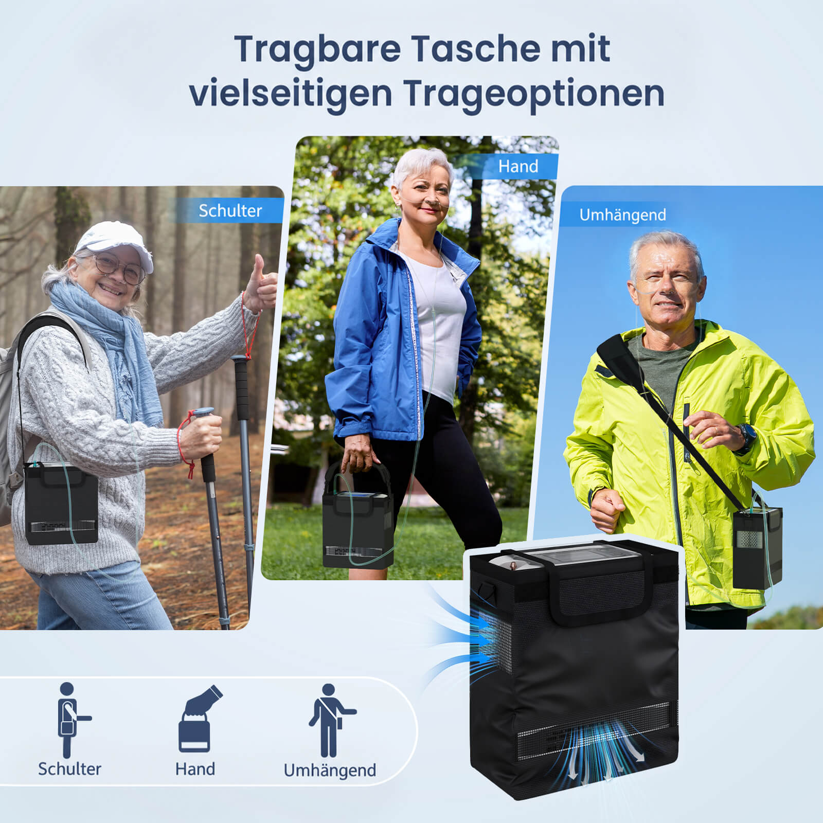 NEU VARON VP-8 Lite | 2 kg tragbarer Sauerstoffkonzentrator mit Pulsdosierung (1–7 Stufen) VARON