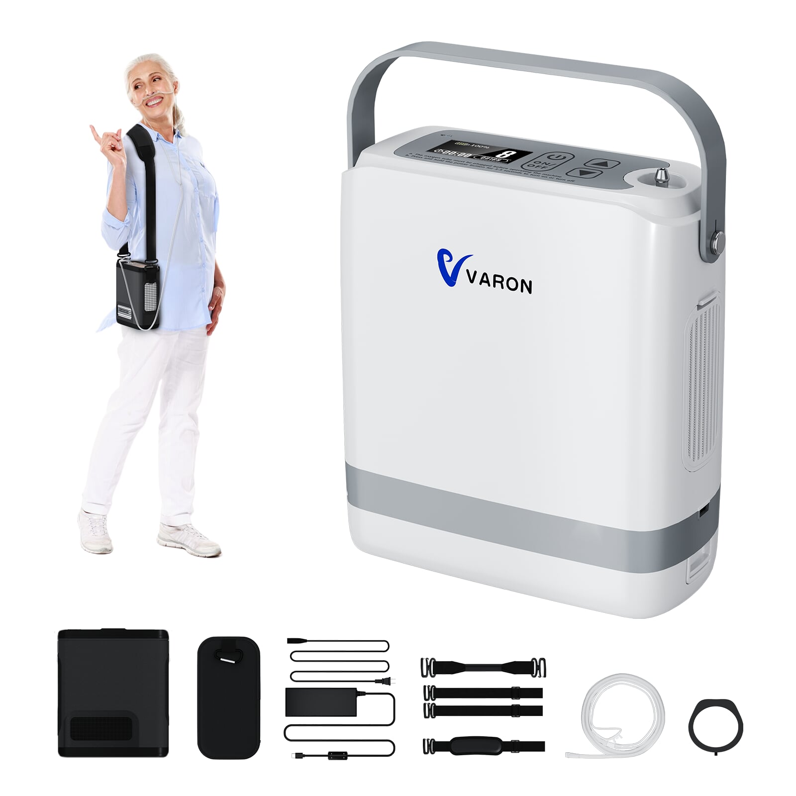 Neues VARON VP-8G | Sauerstoffkonzentrator Mobil mit Pulsfluss-Technologie (1-8 Stufen) VARON