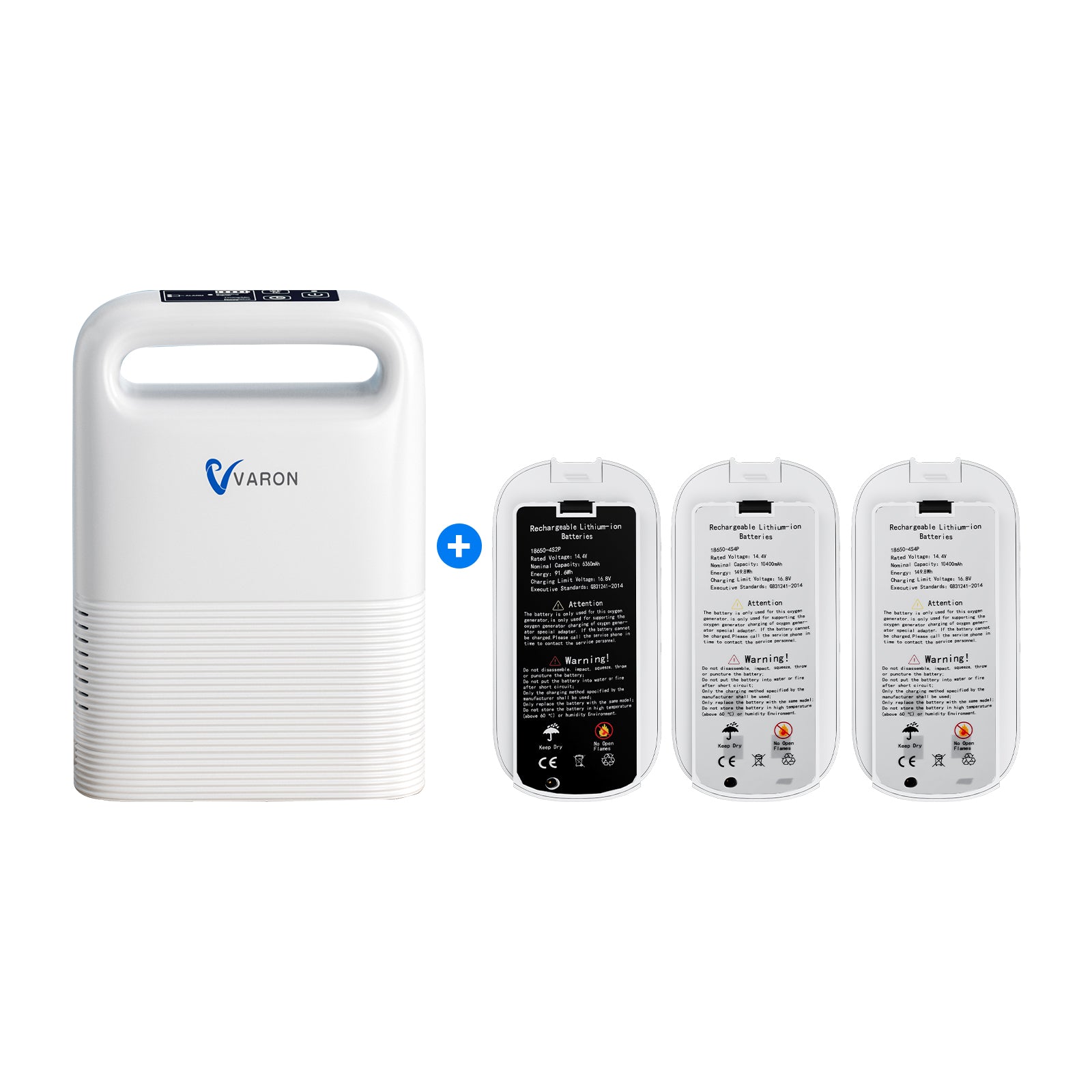 VARON VP-2 Mobiler Sauerstoffkonzentrator Bundle | 8 Stunden Laufzeit mit 2 Zusatzakkus VARON
