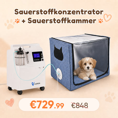 Sauerstoffkonzentrator für Haustiere 1-5L/min, <43dB | Modell Serene 5 | Kompatibel mit VARON Sauerstoffkammer VARON