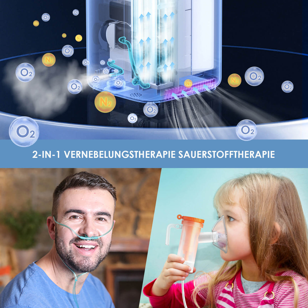  VARON VH-3 Sauerstoffkonzentrator für zu Hause, Doppelnutzung für Sauerstofftherapie