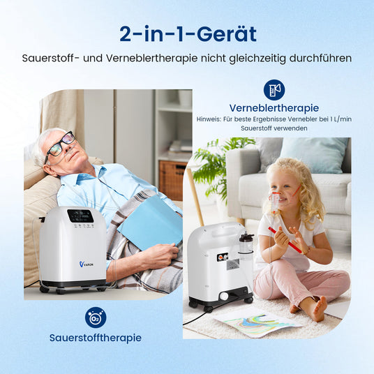 VARON VH-4 Sauerstoffgerät für Zuhause | Kontinuierlicher Fluss, CE-geprüft (1-9 Stufen) VARON
