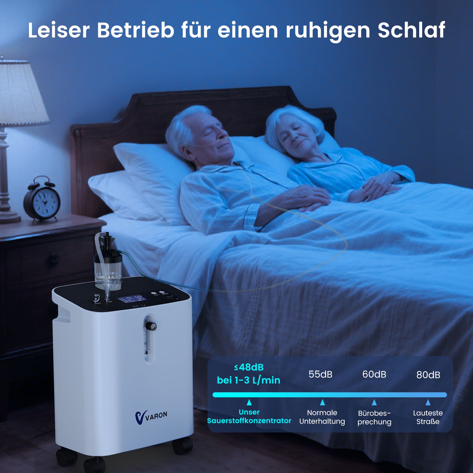 VARON VH-3 PRO Heim-Sauerstoffkonzentrator | 10-Stufen-Regelung, Komfortable Therapie, CE-geprüft VARON