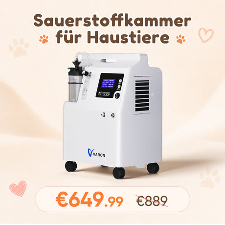 Sauerstoffkonzentrator für Haustiere 1-5L/min, <43dB | Modell Serene 5 | Kompatibel mit VARON Sauerstoffkammer VARON