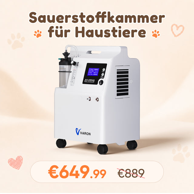 Sauerstoffkonzentrator für Haustiere 1-5L/min, <43dB | Modell Serene 5 | Kompatibel mit VARON Sauerstoffkammer VARON