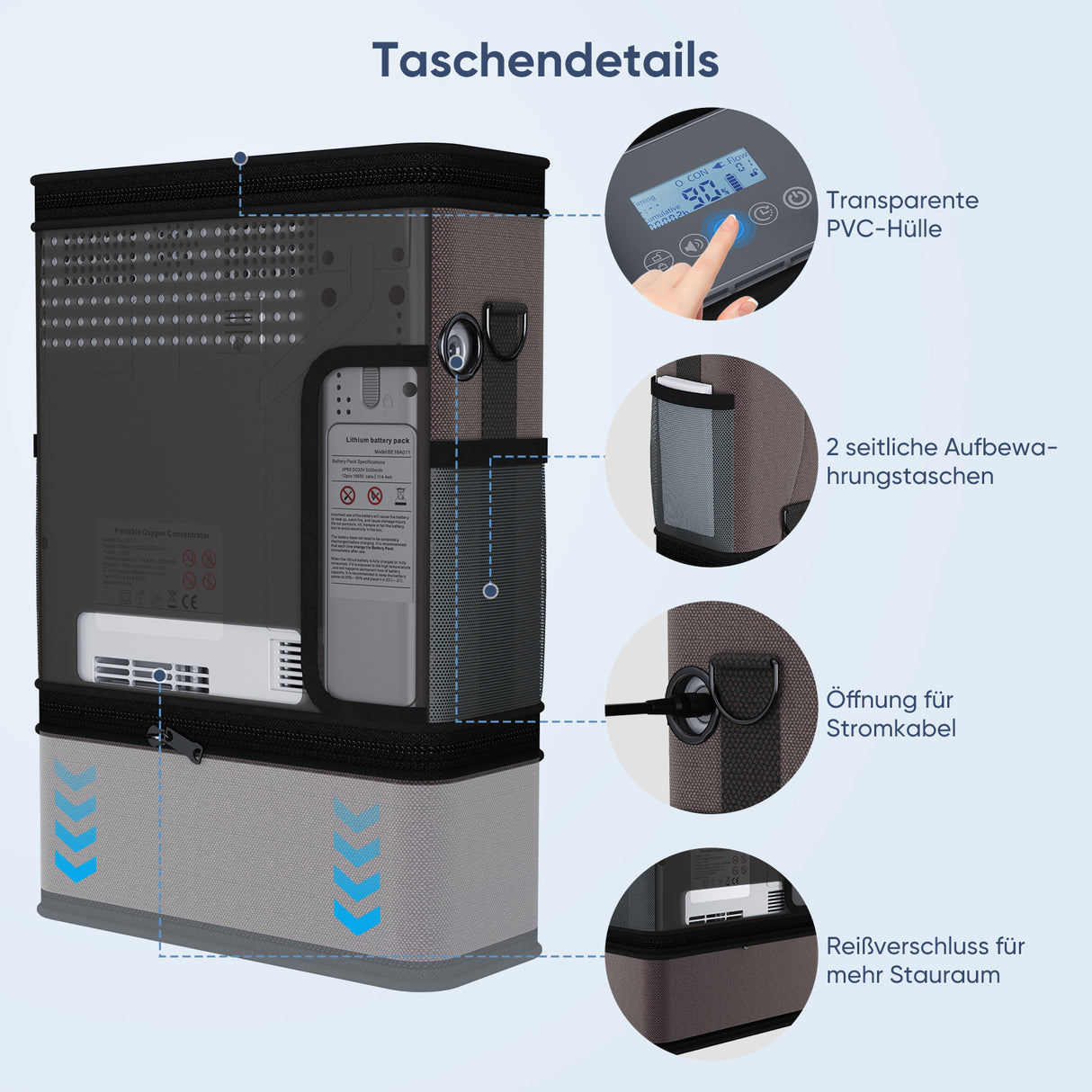 VARON VP-6 Kontinuierlicher tragbarer Sauerstoff-Konzentrator | 1-6L/min Durchfluss, CE-geprüft VARON