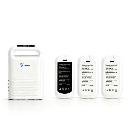 VARON VP-2 Mobiler Sauerstoffkonzentrator Bundle | 8 Stunden Laufzeit mit 2 Zusatzakkus VARON