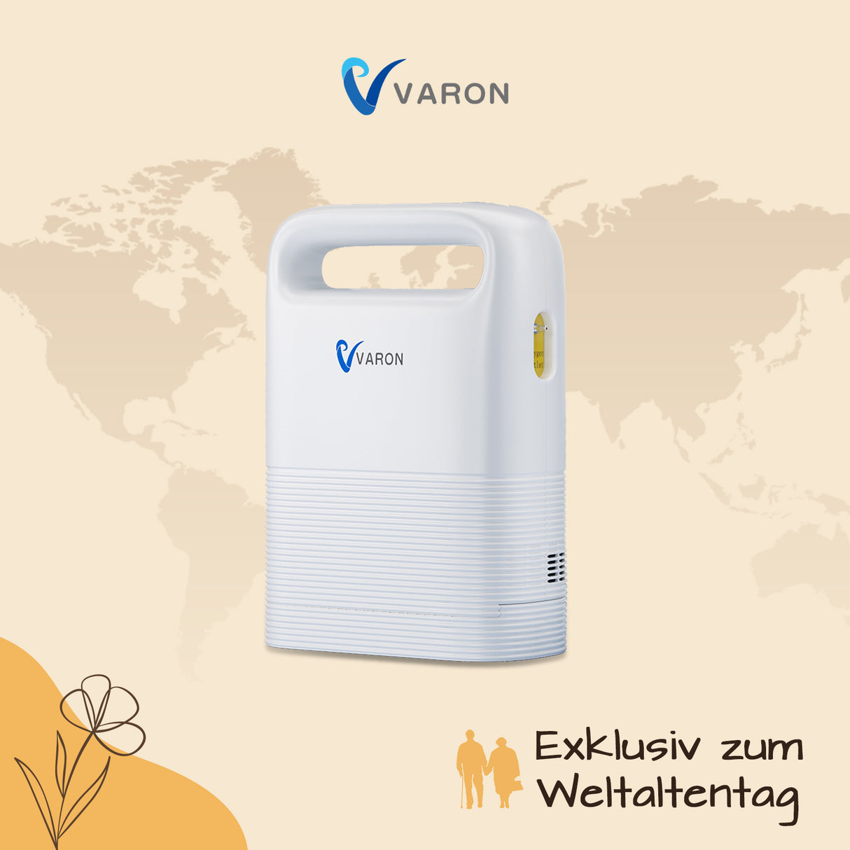 VARON VP-2 Pulse Tragbarer Sauerstoff-Konzentrator | 93% Sauerstoff, lange Batterie, CE-geprüft VARON